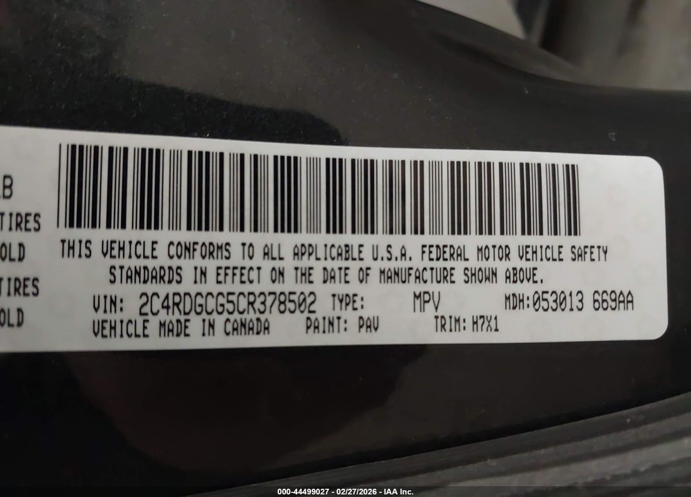 2012 CHRYSLER TOWN & COUNTRY TOURING VIN: 2C4RC1BGXCR240147