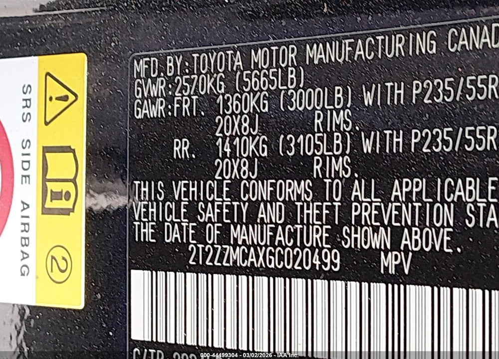 2016 LEXUS RX 350 VIN: 2T2ZZMCAXGC020499