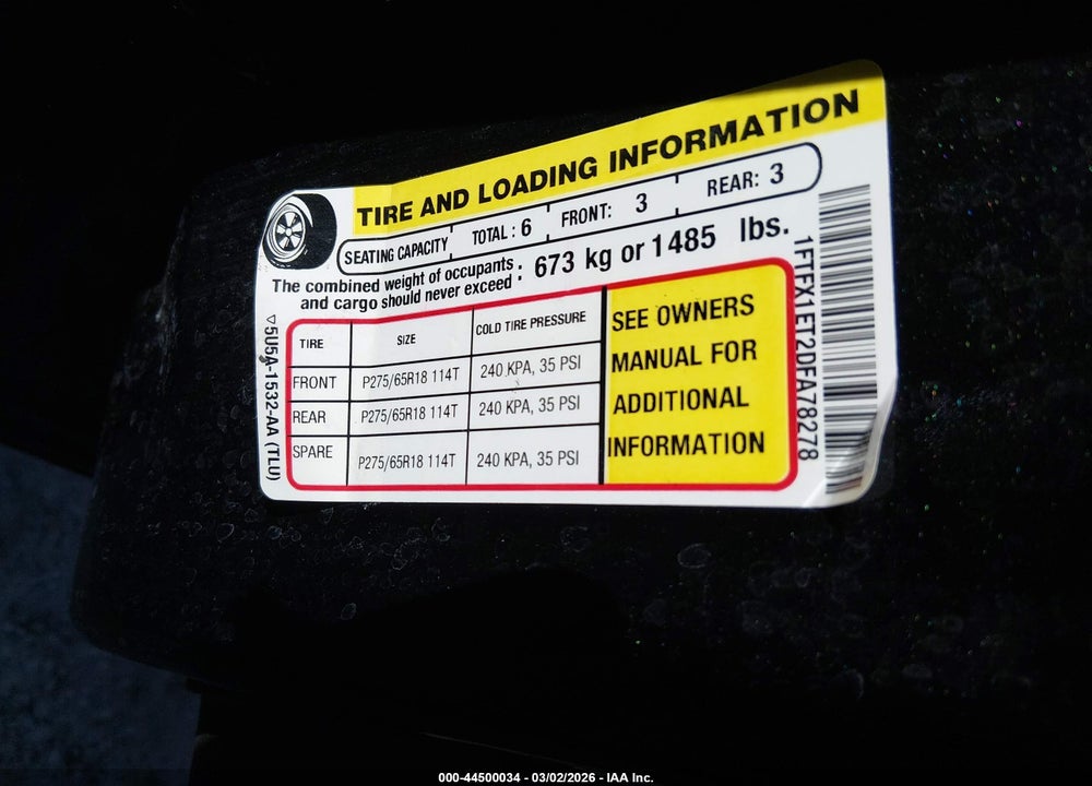2013 FORD F-150 XLT VIN: 1FTFX1ET2DFA78278