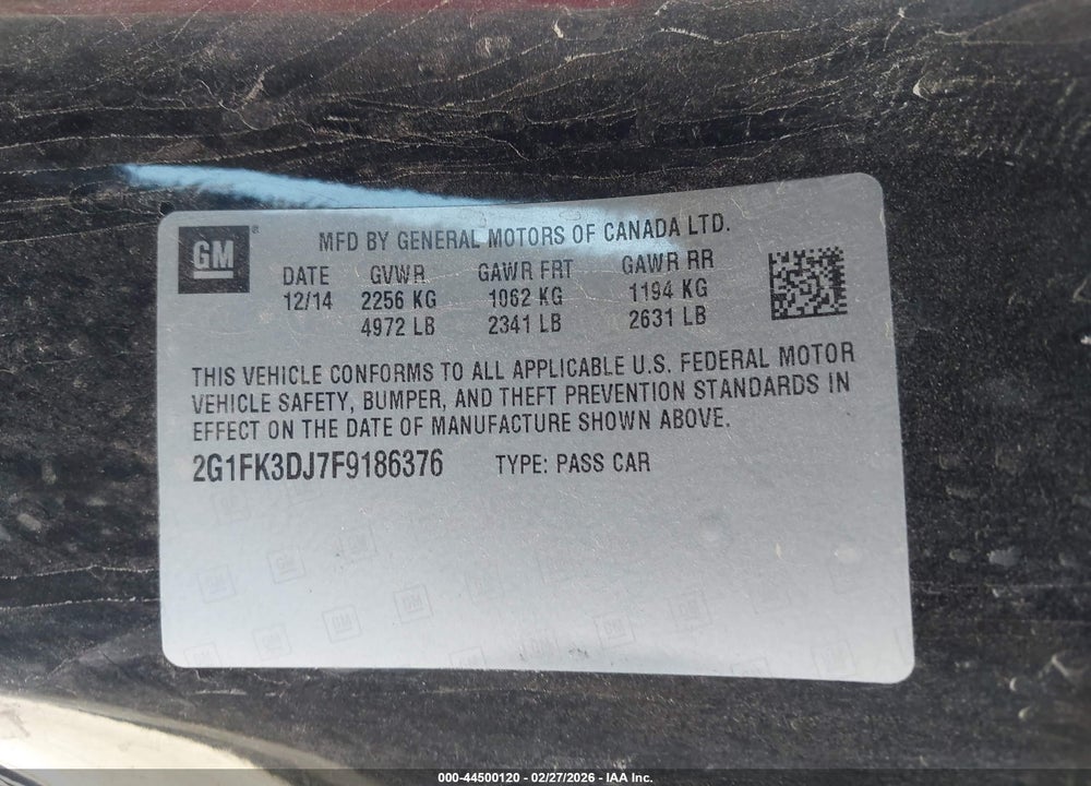 2015 CHEVROLET CAMARO 2SS VIN: 2G1FK3DJ7F9186376