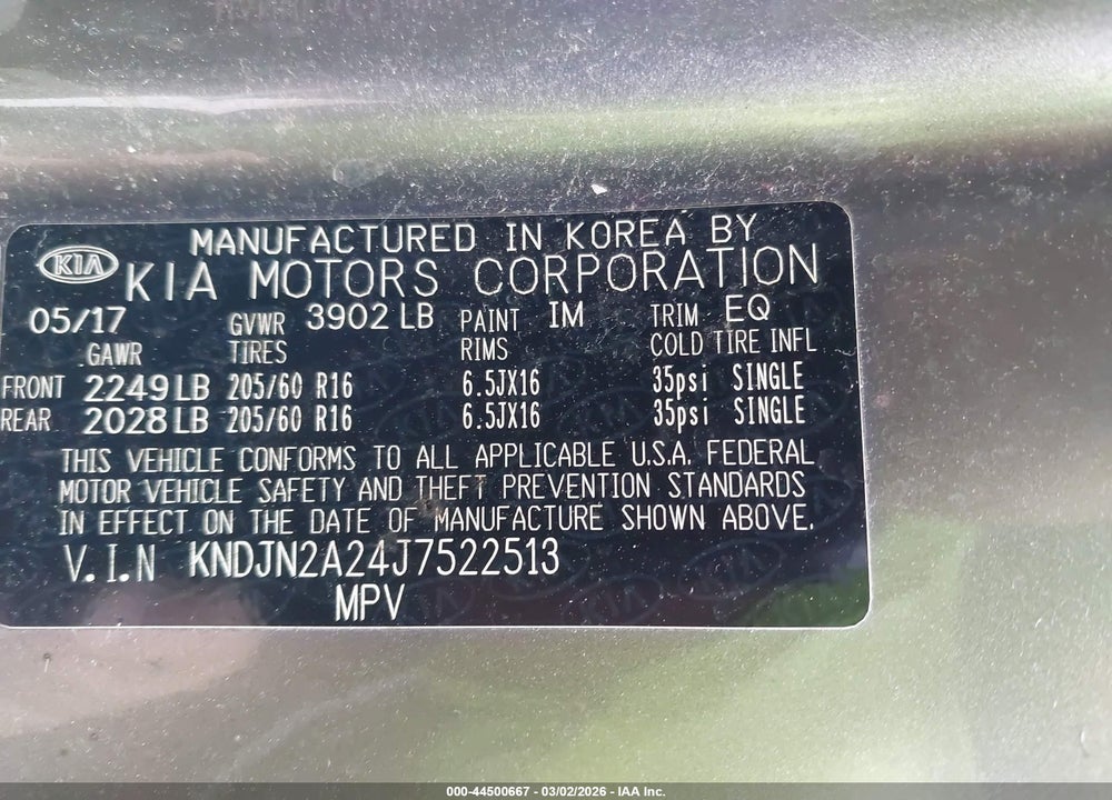 2018 KIA SOUL VIN: KNDJN2A24J7522513