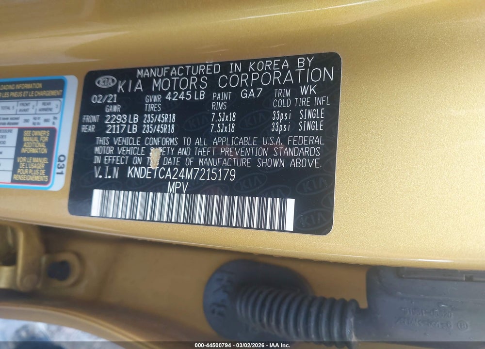 2021 KIA SELTOS SX TURBO VIN: KNDETCA24M7215179