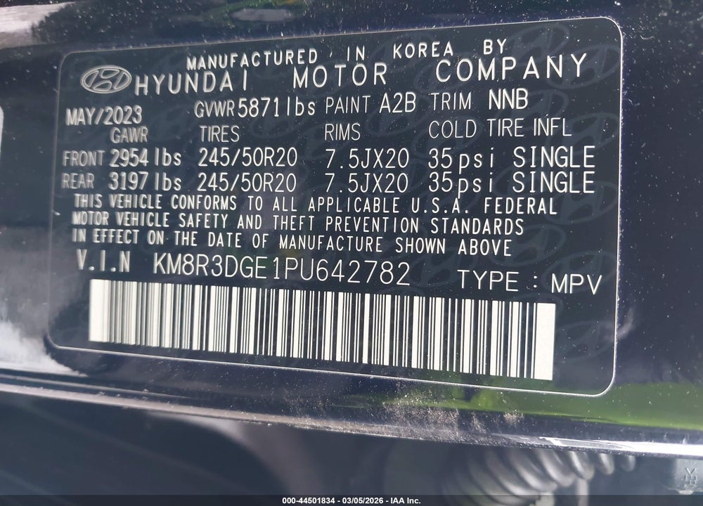 2023 HYUNDAI PALISADE XRT VIN: KM8R3DGE1PU642782