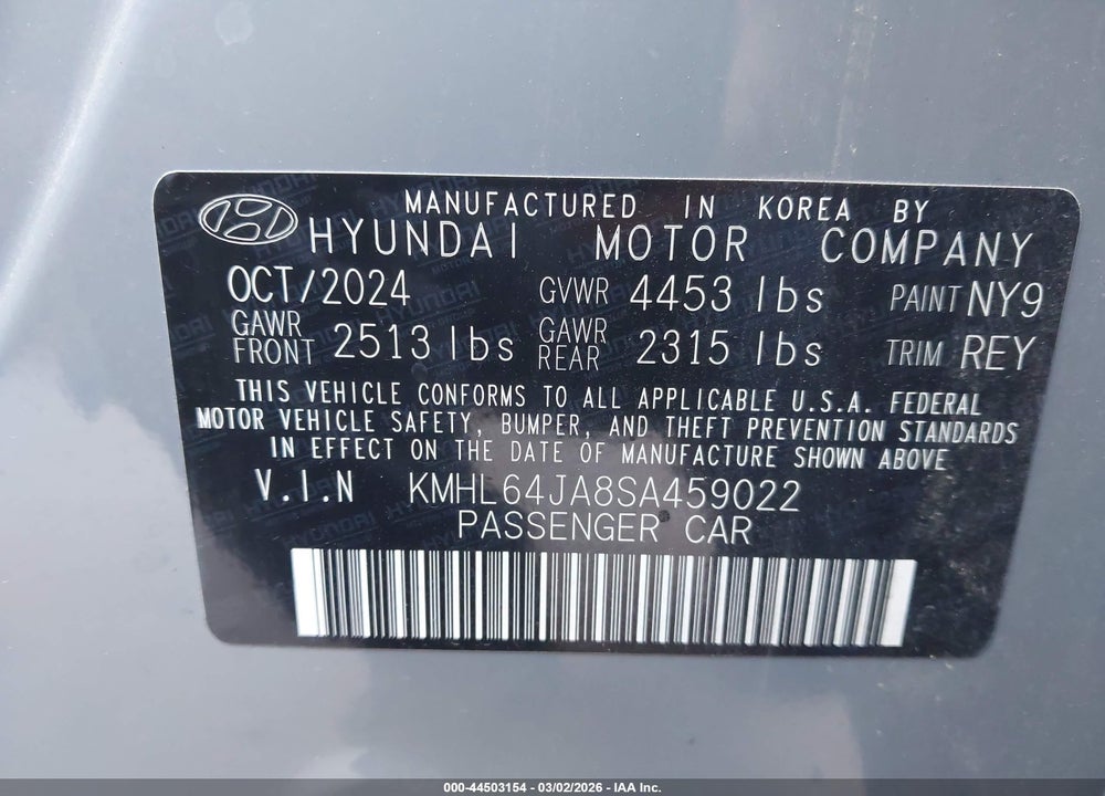 2025 HYUNDAI SONATA SEL VIN: KMHL64JA8SA459022