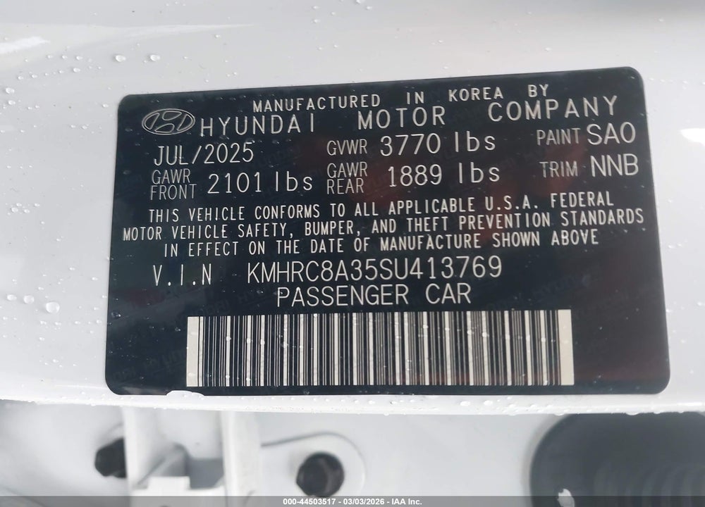2025 HYUNDAI VENUE LIMITED VIN: KMHRC8A35SU413769