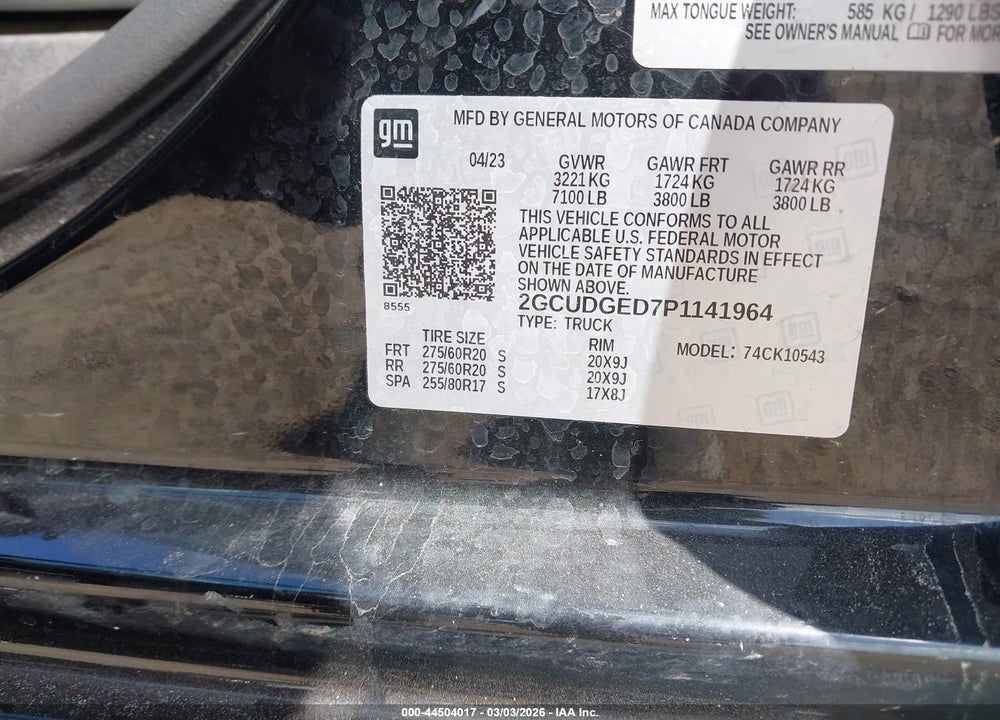 2023 CHEVROLET SILVERADO 1500 4WD  SHORT BED LTZ VIN: 2GCUDGED7P1141964