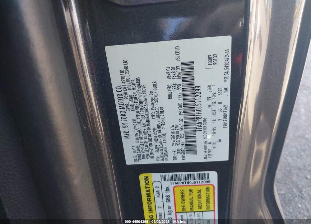 2018 FORD MUSTANG ECOBOOST VIN: 1FA6P8TH0J5112099