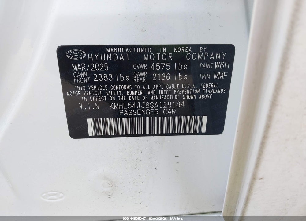 2025 HYUNDAI SONATA HYBRID LIMITED VIN: KMHL54JJ8SA128184