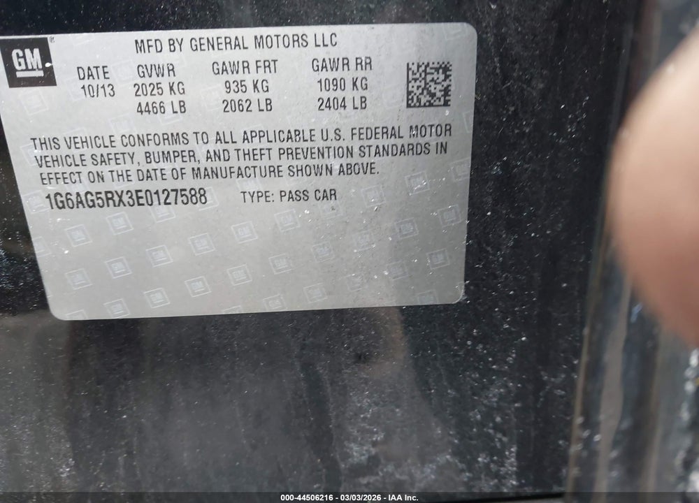 2014 CADILLAC ATS STANDARD VIN: 1G6AG5RX3E0127588