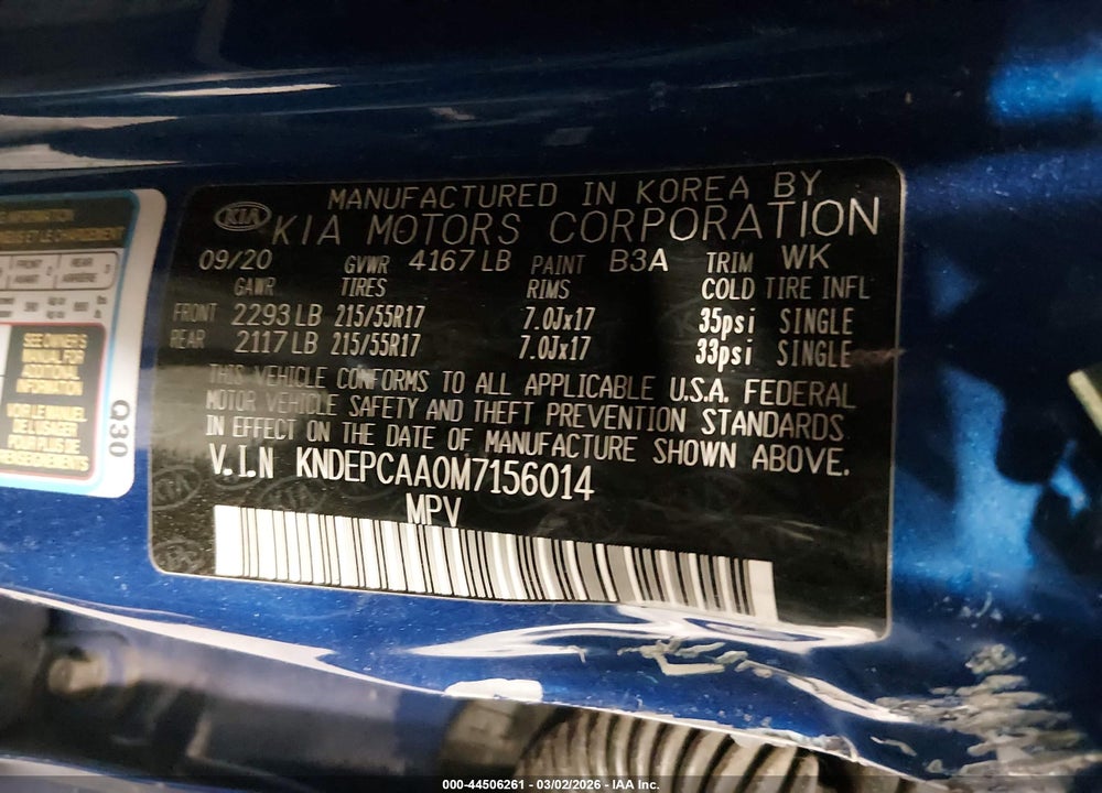 2021 KIA SELTOS LX VIN: KNDEPCAA0M7156014