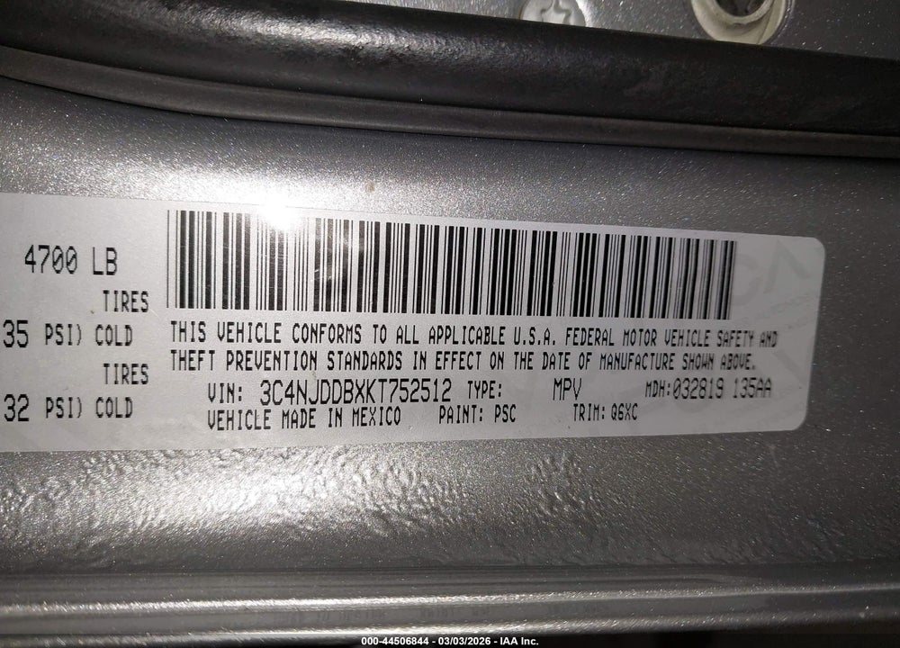 2019 JEEP COMPASS TRAILHAWK 4X4 VIN: 3C4NJDDBXKT752512