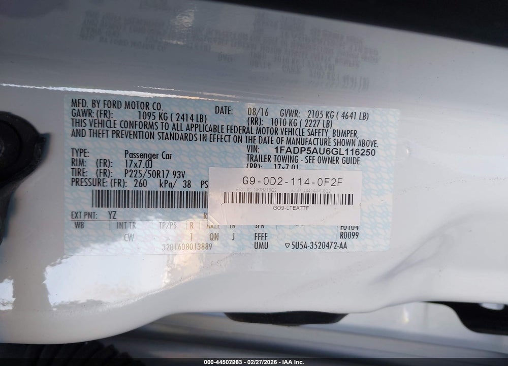2016 FORD C-MAX HYBRID SE VIN: 1FADP5AU6GL116250