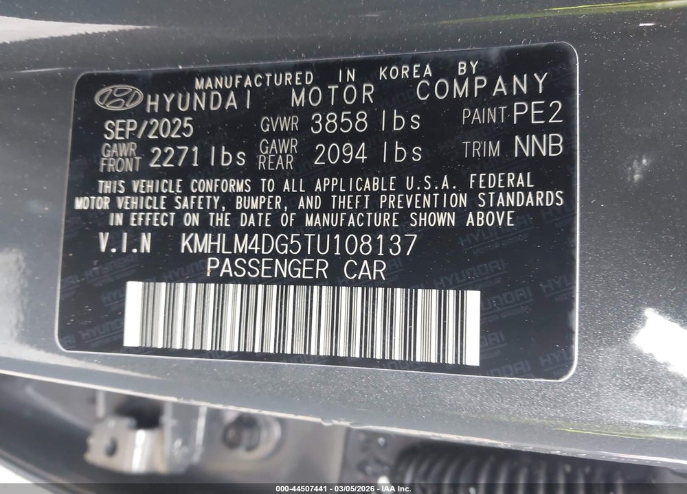 2026 HYUNDAI ELANTRA SEL SPORT VIN: KMHLM4DG5TU108137