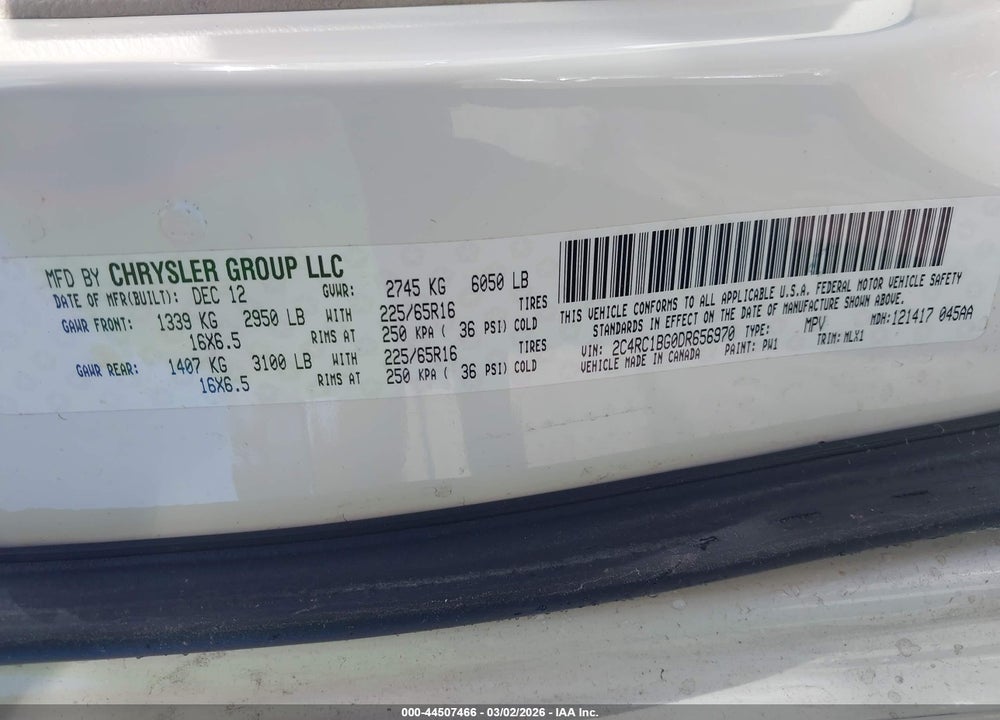 2013 CHRYSLER TOWN & COUNTRY TOURING VIN: 2C4RC1BG0DR656970