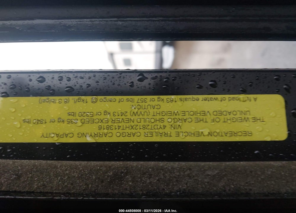 2017 KEYSTONE PASSPORT GRAND TOURI VIN: 4YDT2812XHT413816