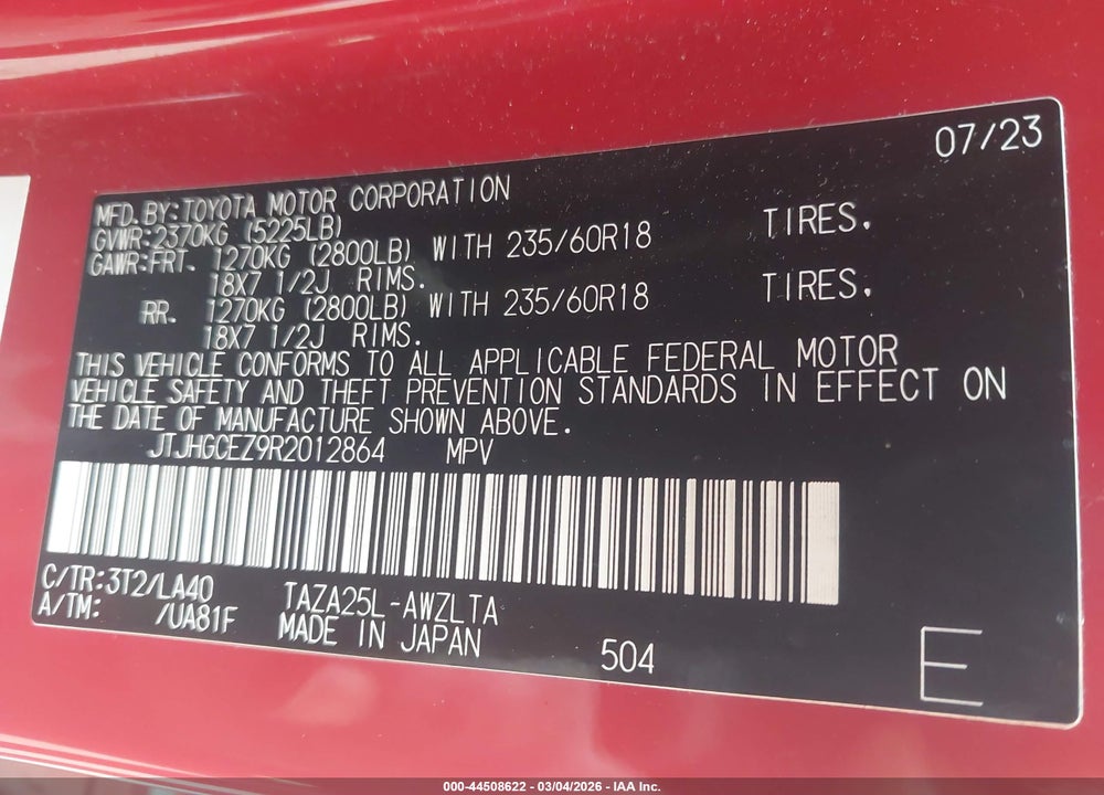 2024 LEXUS NX 350 LUXURY VIN: JTJHGCEZ9R2012864