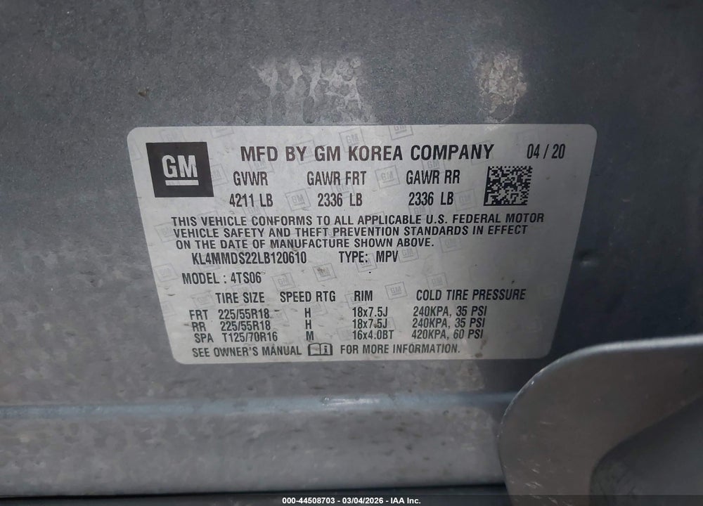 2020 BUICK ENCORE GX FWD SELECT VIN: KL4MMDS22LB120610