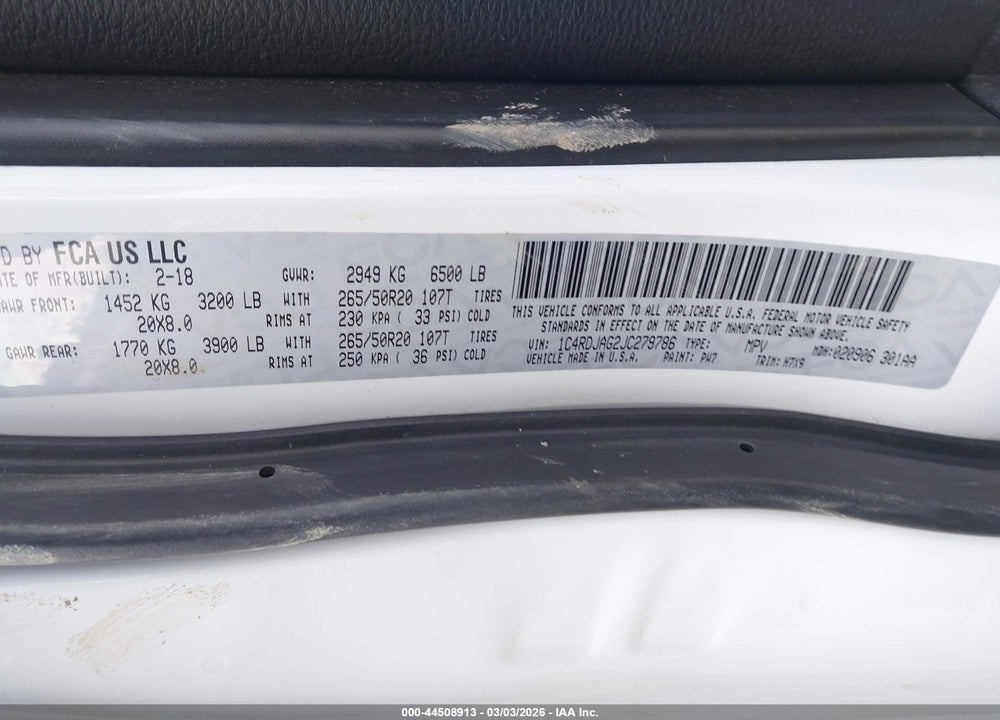2018 DODGE DURANGO SXT AWD VIN: 1C4RDJAG2JC279786