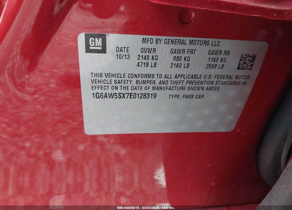 2014 CADILLAC CTS AWD VIN: 1G6AW5SX7E0128319