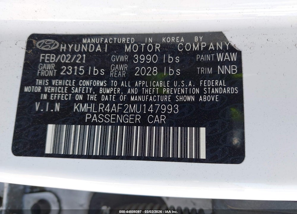 2021 HYUNDAI ELANTRA N LINE VIN: KMHLR4AF2MU147993