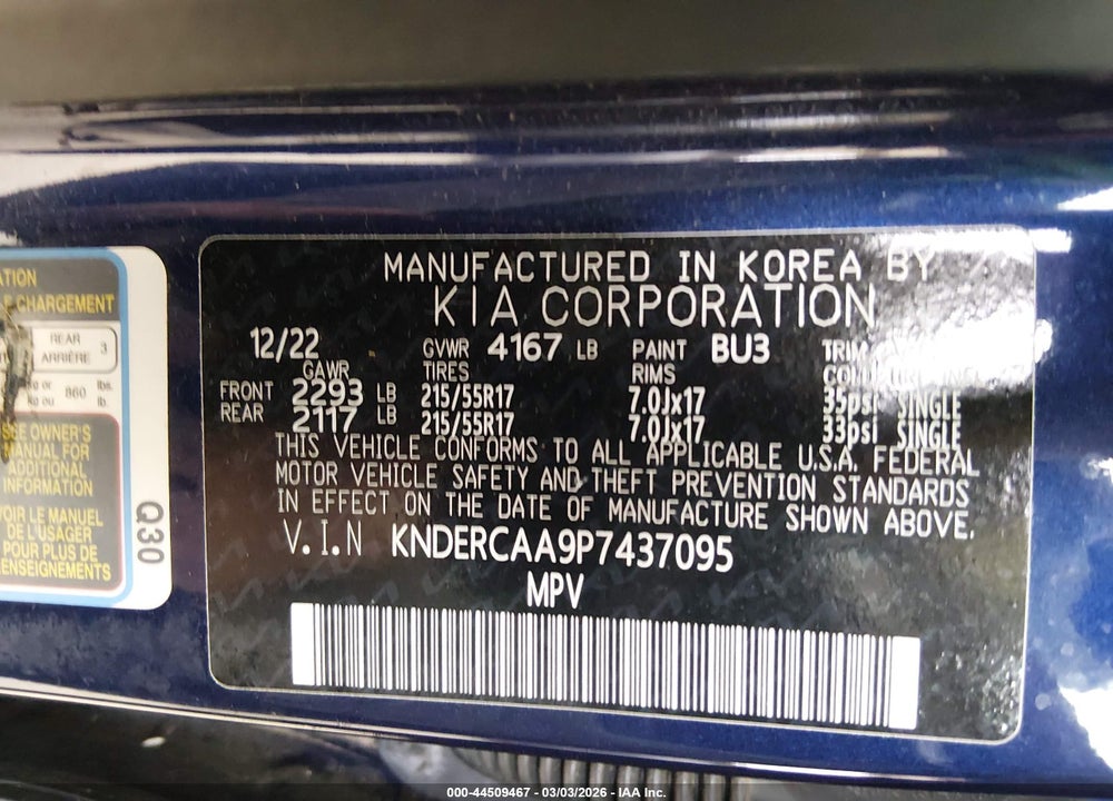 2023 KIA SELTOS EX VIN: KNDERCAA9P7437095