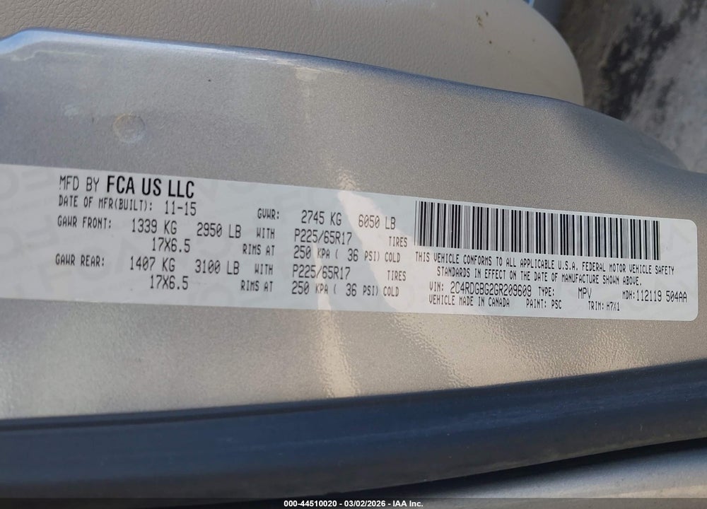 2016 DODGE GRAND CARAVAN SE VIN: 2C4RDGBG2GR209609