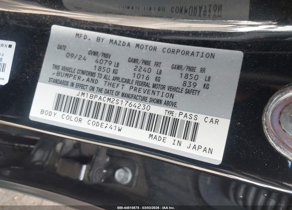 2025 MAZDA 3 2.5 S PREFERRED VIN: JM1BPACM2S1764230