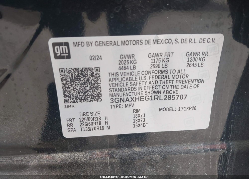 2024 CHEVROLET EQUINOX FWD LS VIN: 3GNAXHEG1RL285707