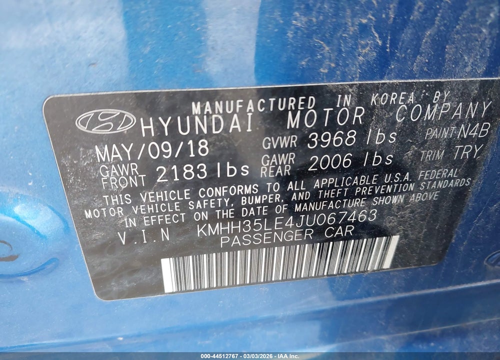 2018 HYUNDAI ELANTRA GT VIN: KMHH35LE4JU067463