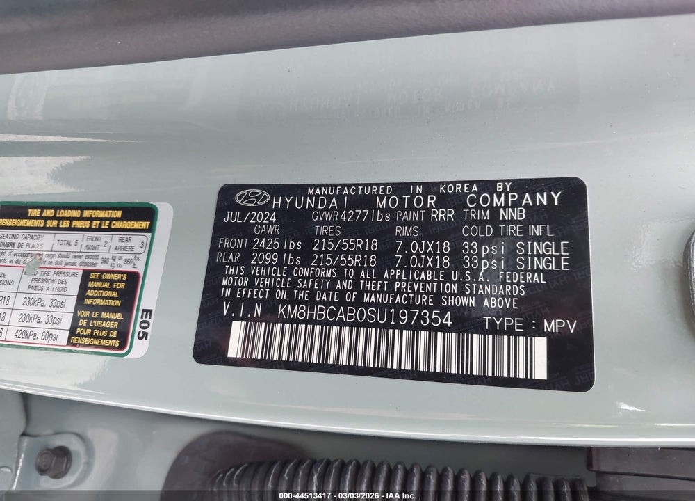 2025 HYUNDAI KONA SEL VIN: KM8HBCAB0SU197354