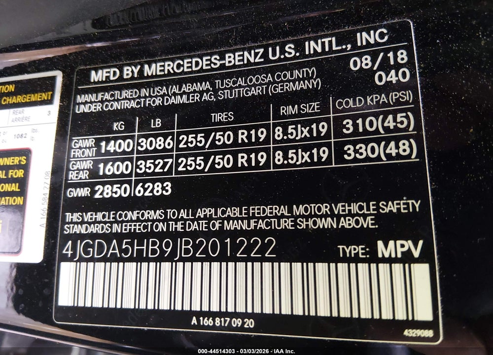 2018 MERCEDES-BENZ GLE 350 4MATIC VIN: 4JGDA5HB9JB201222