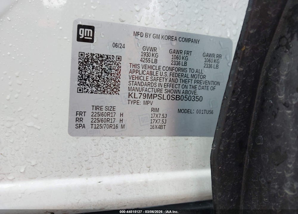 2025 CHEVROLET TRAILBLAZER FWD LT VIN: KL79MPSL0SB050350