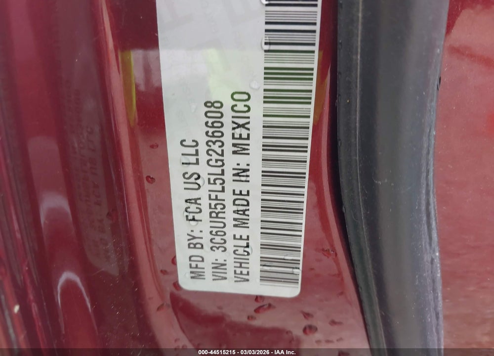 2020 RAM 2500 VIN: 3C6UR5FL5LG236608