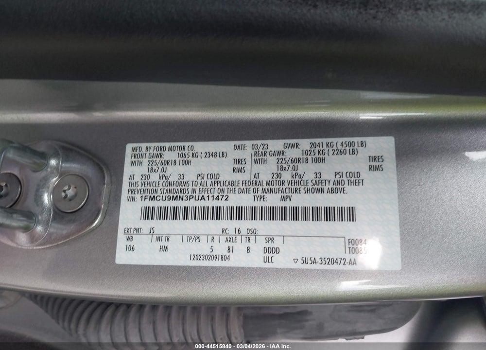 2023 FORD ESCAPE ST-LINE VIN: 1FMCU9MN3PUA11472