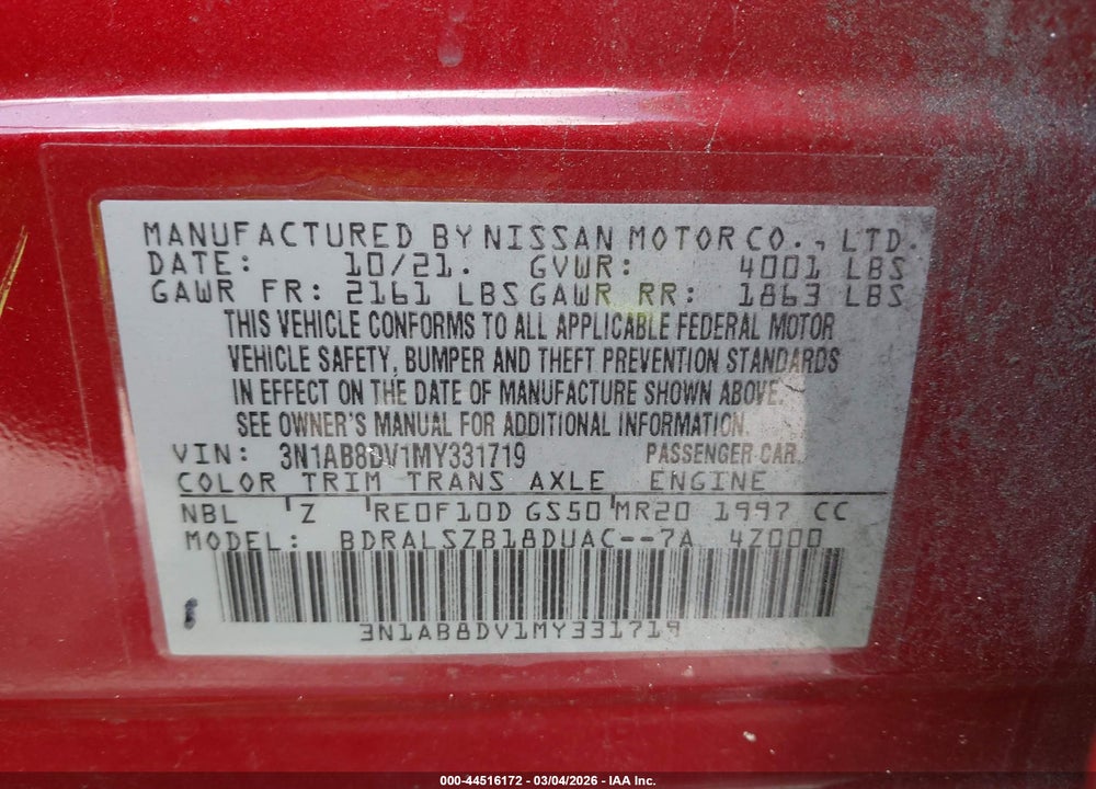 2021 NISSAN SENTRA SR XTRONIC CVT VIN: 3N1AB8DV1MY331719