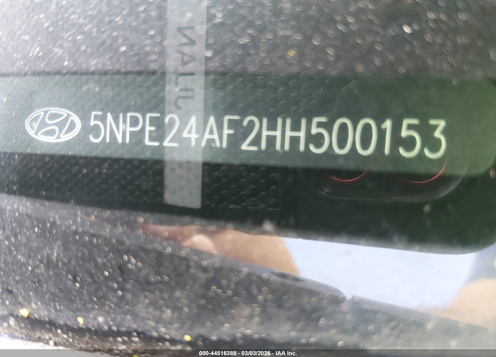 2017 HYUNDAI SONATA SE VIN: 5NPE24AF2HH500153