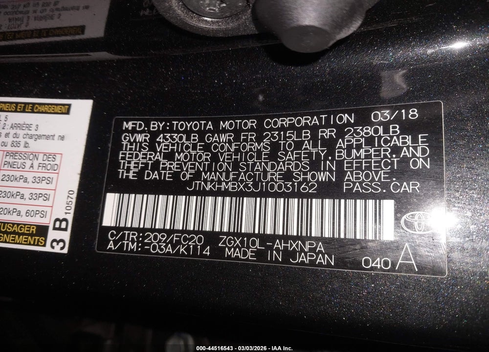 2018 TOYOTA C-HR XLE VIN: JTNKHMBX3J1003162