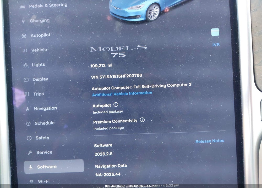 2017 TESLA MODEL S 60/75 VIN: 5YJSA1E15HF203766