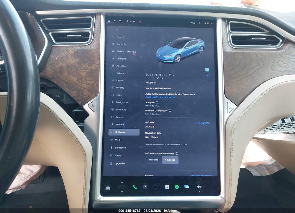 2017 TESLA MODEL S 60/75 VIN: 5YJSA1E15HF203766