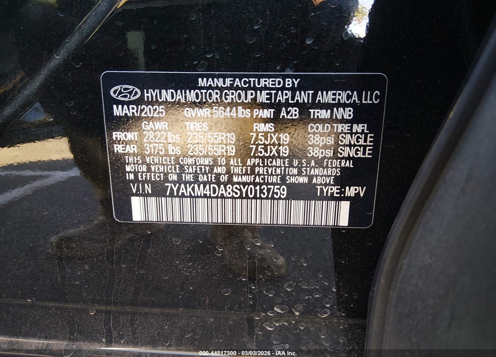 2025 HYUNDAI IONIQ 5 SE VIN: 7YAKM4DA8SY013759
