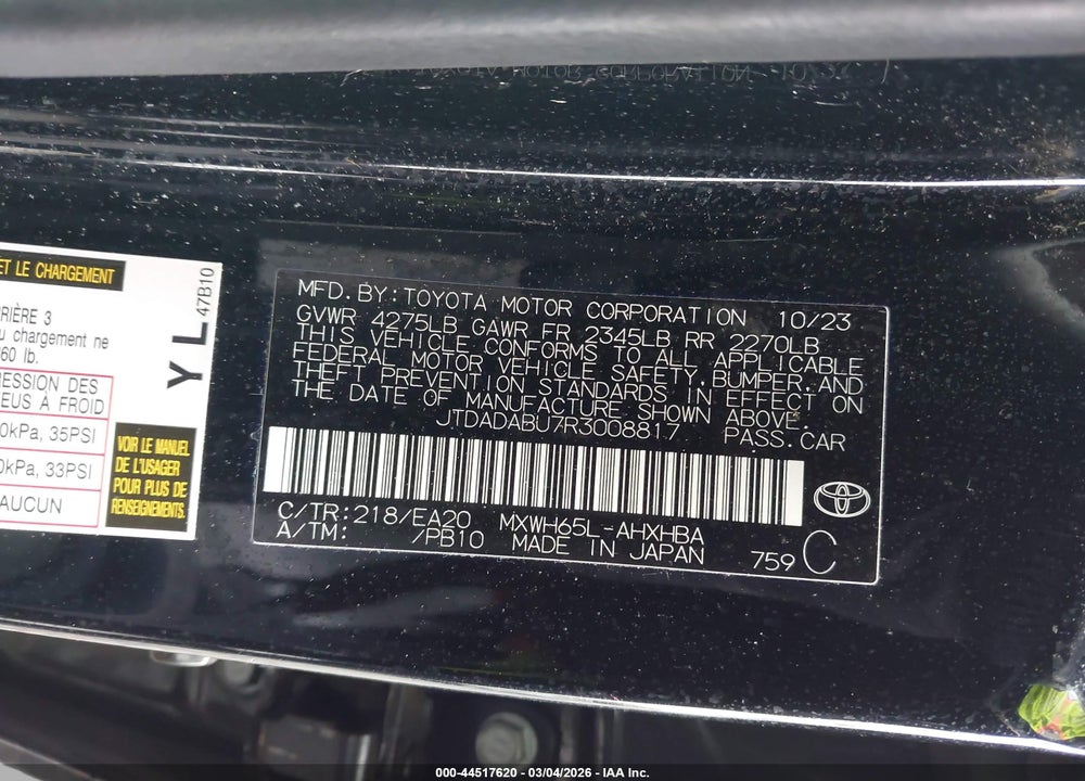 2024 TOYOTA PRIUS LIMITED AWD-E VIN: JTDADABU7R3008817