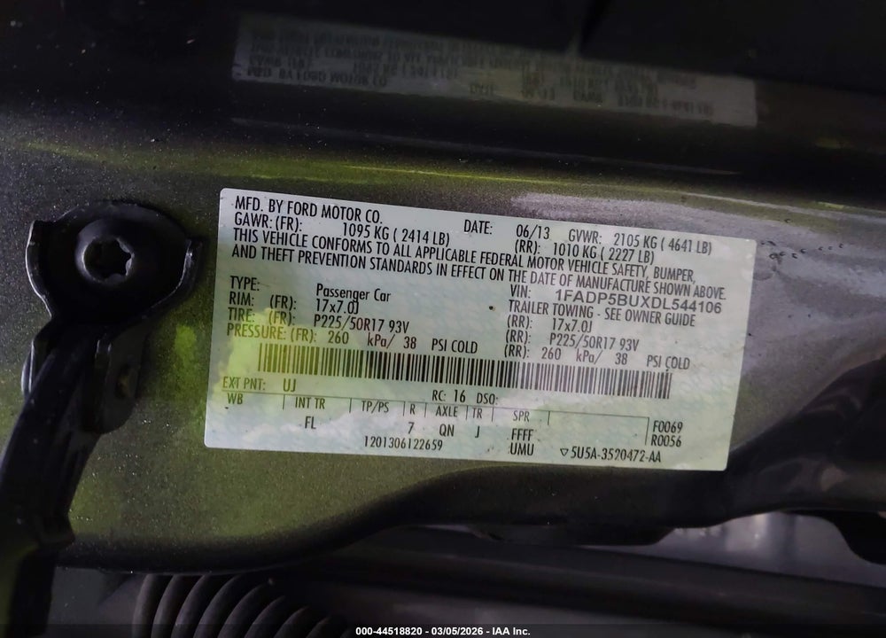 2013 FORD C-MAX HYBRID SEL VIN: 1FADP5BUXDL544106