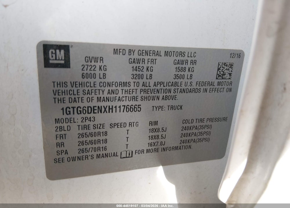 2017 GMC CANYON SLT VIN: 1GTG6DENXH1176665