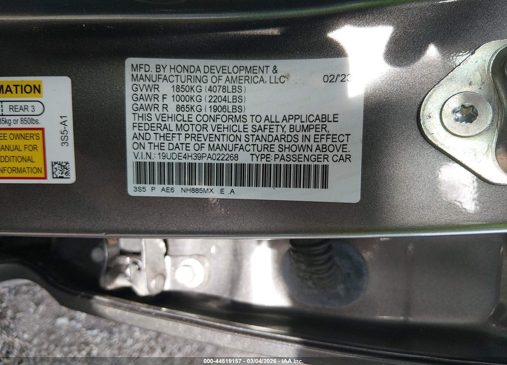 2023 ACURA INTEGRA A-SPEC VIN: 19UDE4H39PA022268