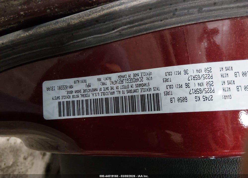 2018 DODGE GRAND CARAVAN GT VIN: 2C4RDGEG1JR214741