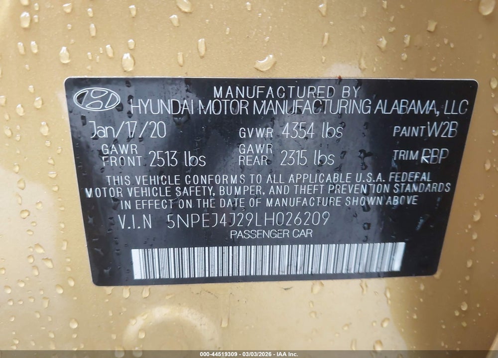 2020 HYUNDAI SONATA SEL PLUS VIN: 5NPEJ4J29LH026209