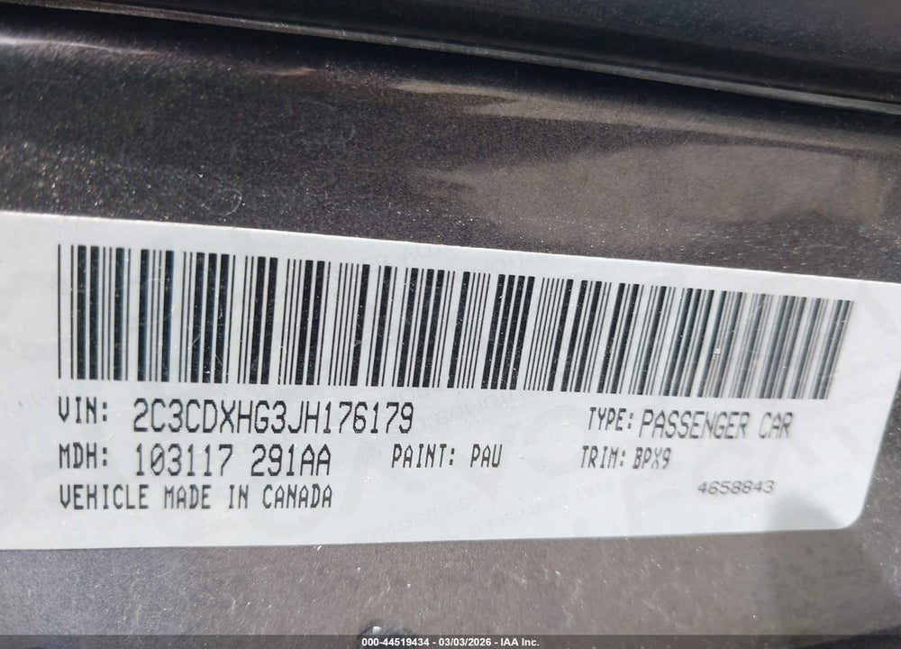 2018 DODGE CHARGER SXT PLUS RWD VIN: 2C3CDXHG3JH176179