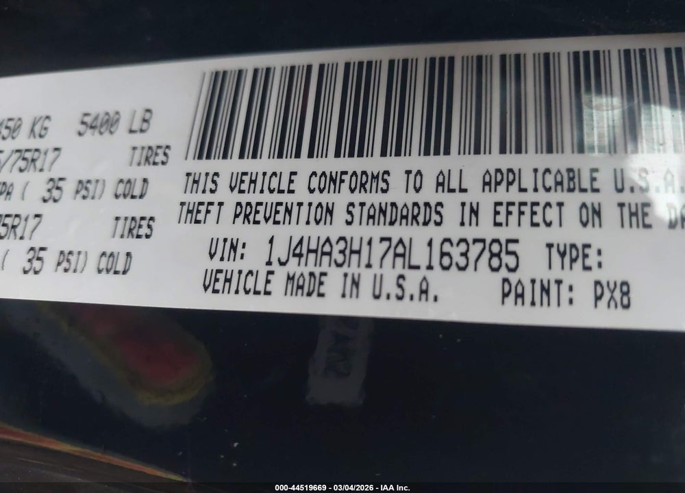 2010 JEEP WRANGLER UNLIMITED SPORT VIN: 1J4HA3H17AL163785