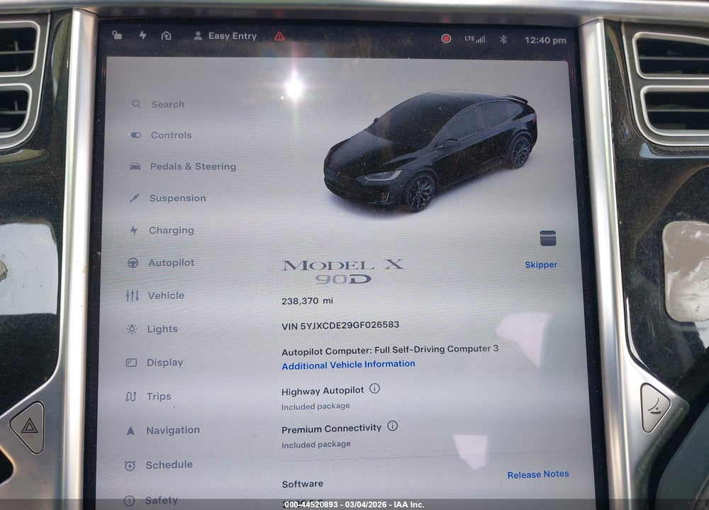 2016 TESLA MODEL X 60D/70D/75D/90D VIN: 5YJXCDE29GF026583