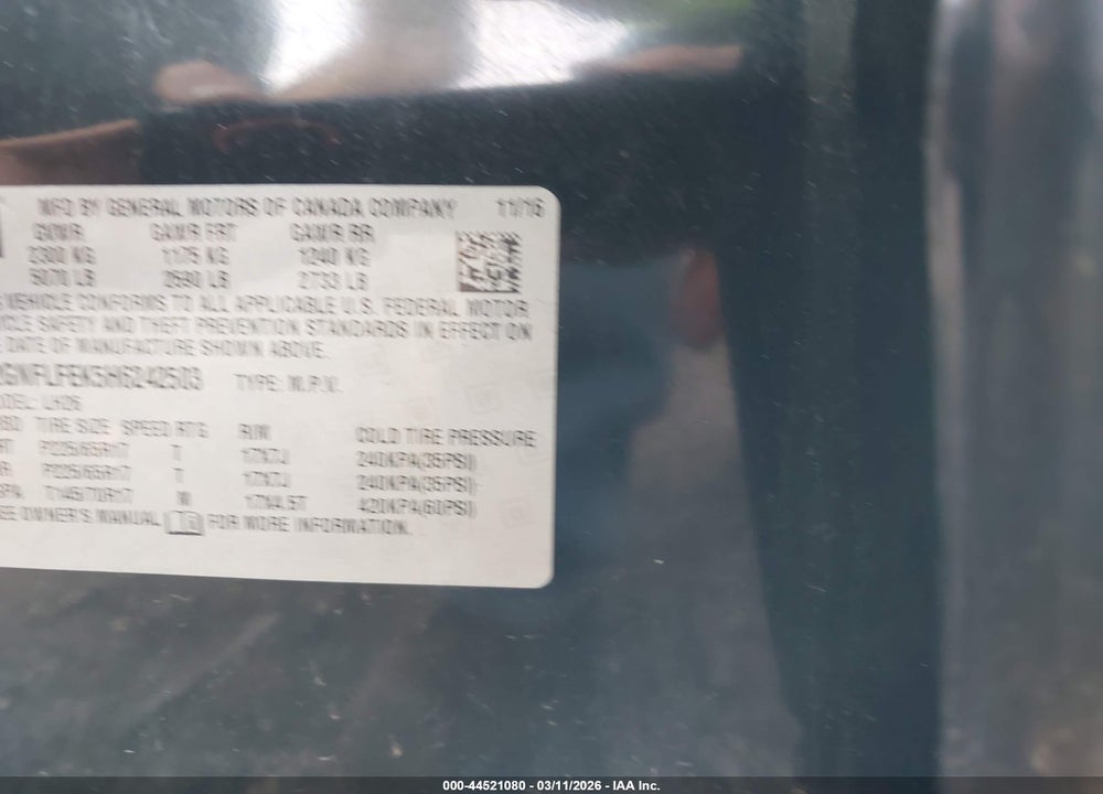 2017 CHEVROLET EQUINOX LT VIN: 2GNFLFEK5H6242503